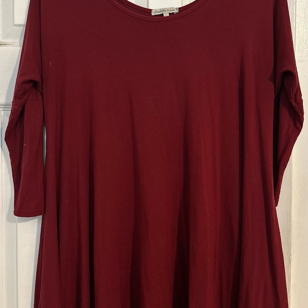 Charlotte Russe Deep Red Tunic Top